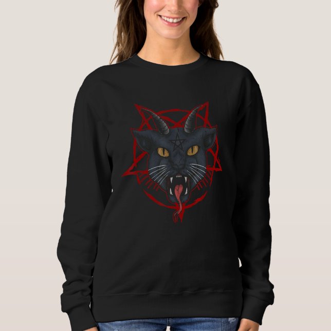 Cat Lover Occult Satanic Satan Devil Satanicat Sweatshirt (Vorderseite)