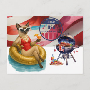 CAT Lover Party 4. Juli Unabhängigkeitstag Feiertagspostkarte