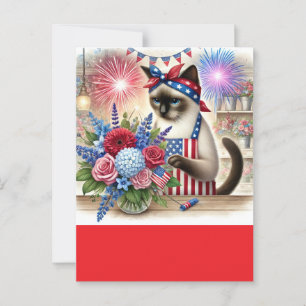 CAT Lover Party 4. Juli Unabhängigkeitstag Postkarte