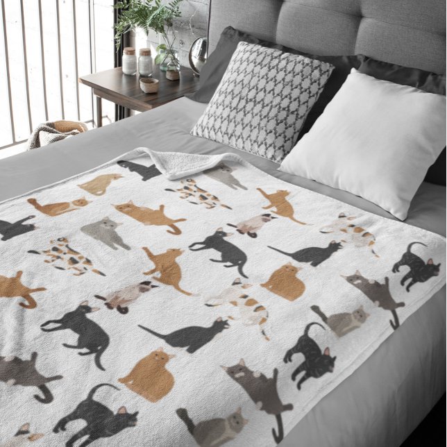 Cat Lover Patten Fun Print Fleecedecke (Von Creator hochgeladen)