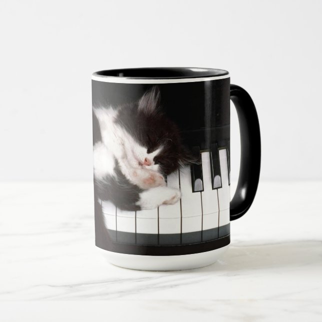 Cat Lover Piano Keys Tasse (VorderseiteRechts)
