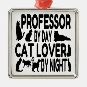 Cat Lover Professor Silbernes Ornament