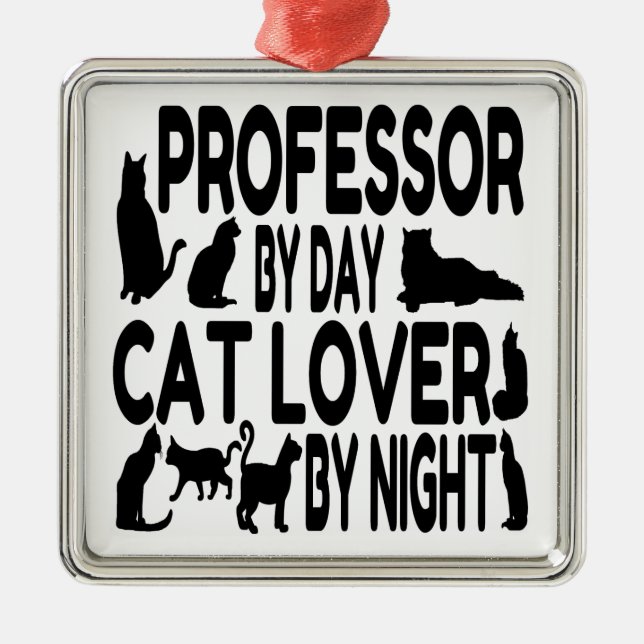 Cat Lover Professor Silbernes Ornament (Vorne)