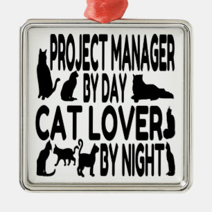 Cat Lover Projektmanager Silbernes Ornament