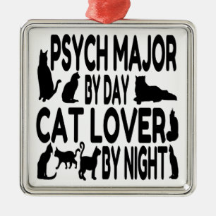 Cat Lover Psych Major Silbernes Ornament