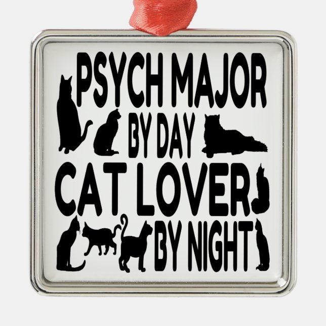 Cat Lover Psych Major Silbernes Ornament (Vorne)