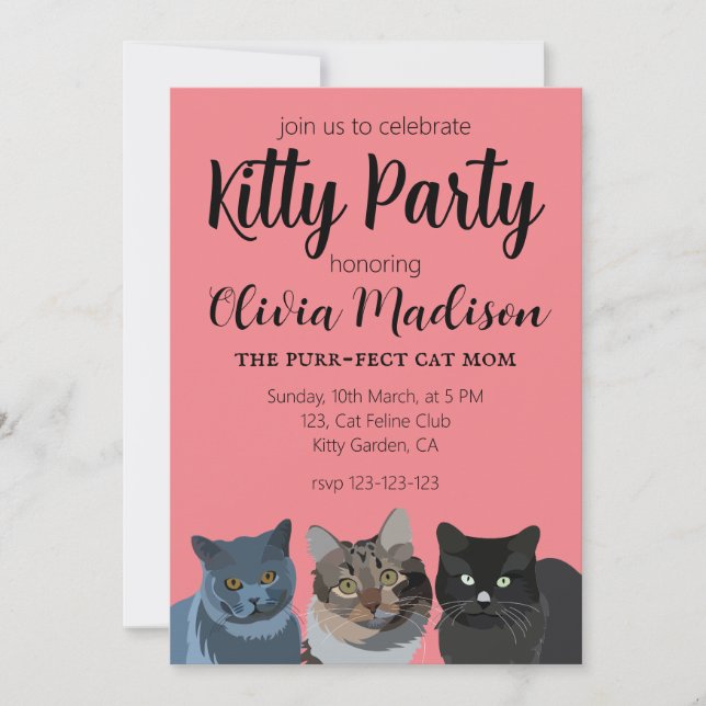 Cat Lover Purfect Cat Mama Kitty Party Einladung (Vorderseite)