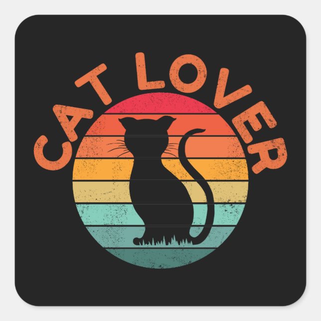 CAT LOVER QUADRATISCHER AUFKLEBER (Vorderseite)