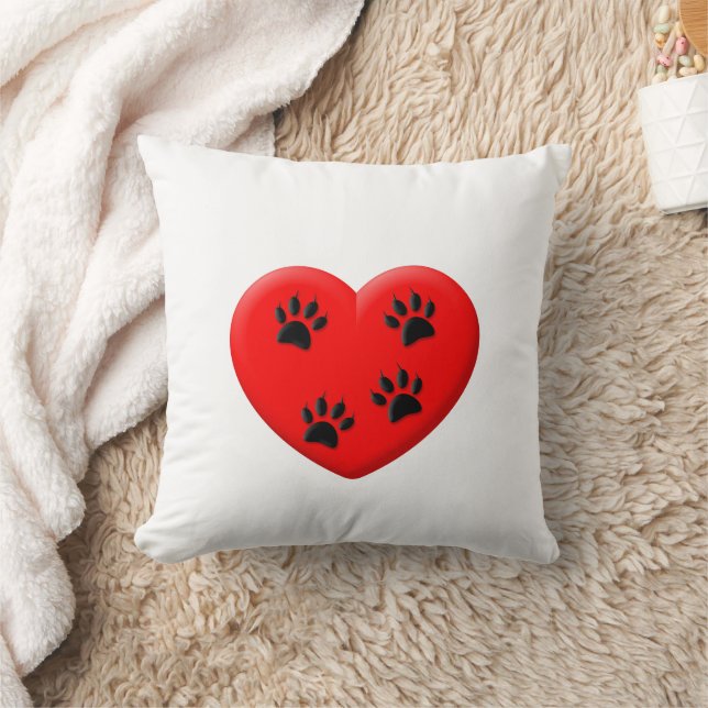 Cat Lover Red Heart and Paws Classic Kissen (Decke)