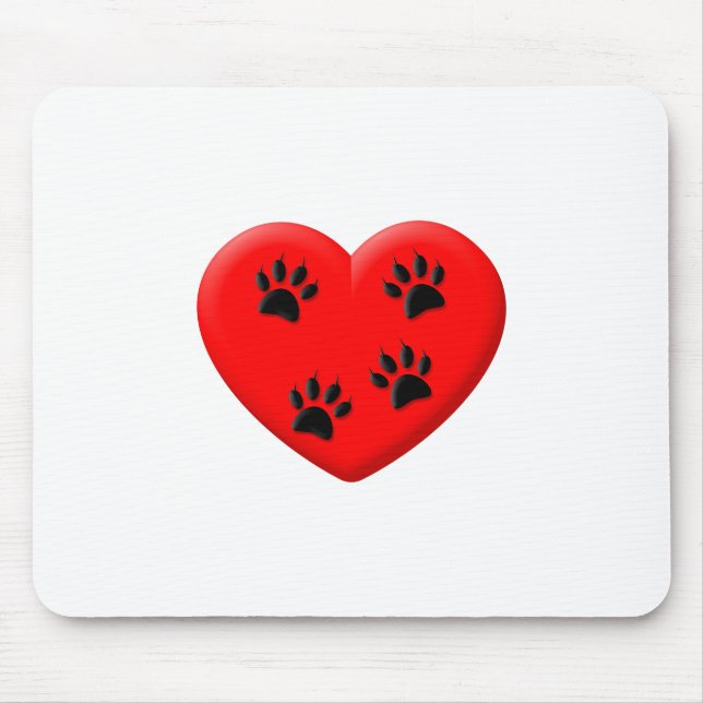 Cat Lover Rotes Herz und Paare Mousepad (Vorne)