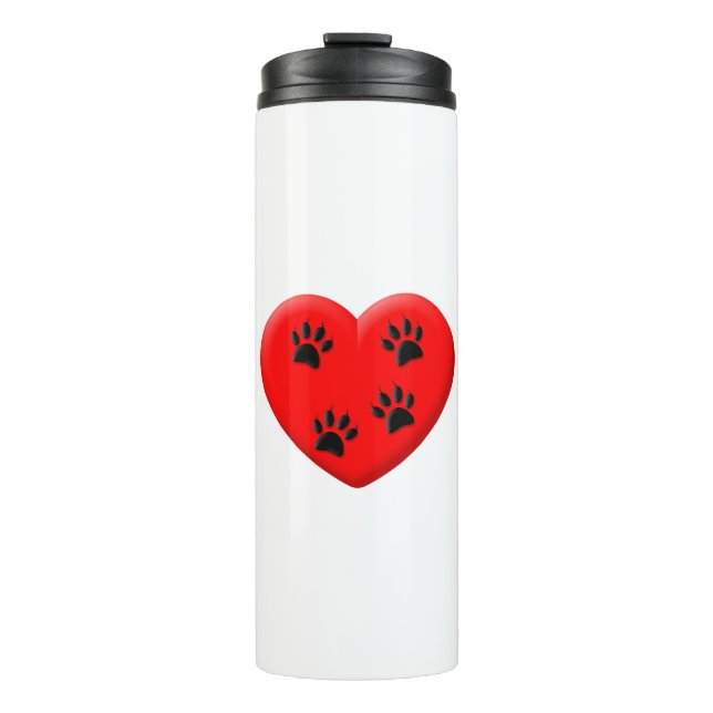 Cat Lover Rotes Herz und Paare Thermosbecher (Vorderseite)