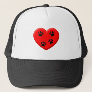 Cat Lover Rotes Herz und Paare Truckerkappe