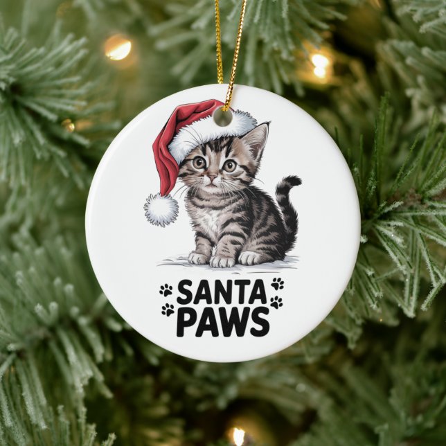 Cat Lover - Santa Paws Keramik Ornament (Baum)