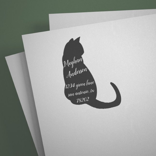 Cat Lover Simple Black Cat Rücksendeadresse Briefm Permastempel (Von Creator hochgeladen)