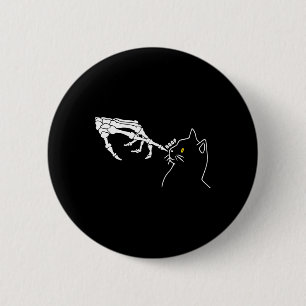 Cat Lover Skeleton Hand Boop Funny Halloween Cat Button