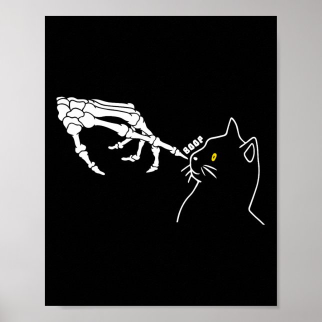 Cat Lover Skeleton Hand Boop Funny Halloween Cat Poster (Vorne)
