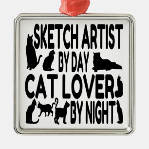 Cat Lover Sketch Artist Ornament Aus Metall