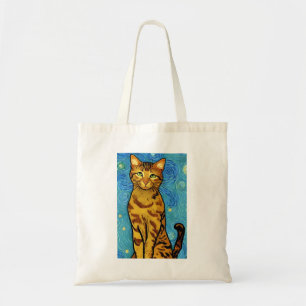 Cat Lover Van Gogh Style Starry Night Tragetasche