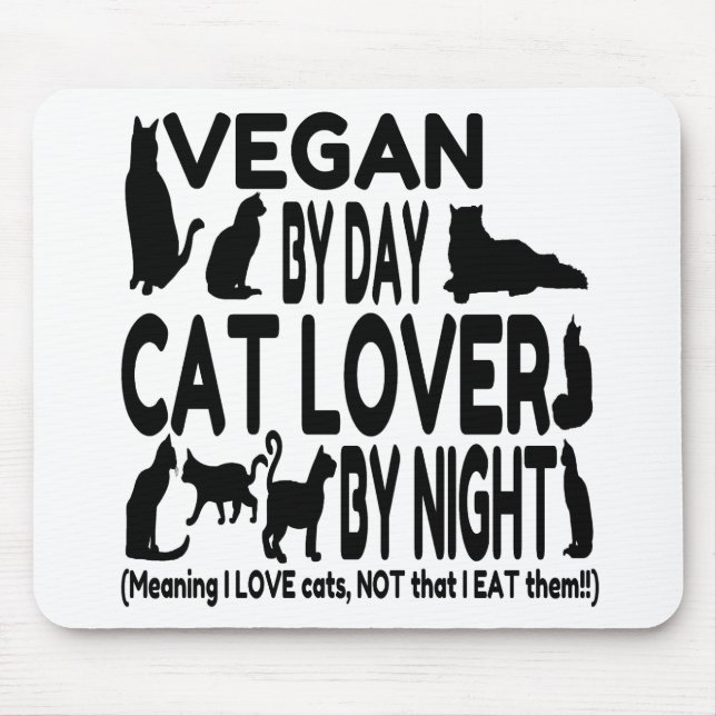Cat Lover Vegan Funny Mousepad (Vorne)