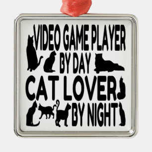 Cat Lover Video Game Player Ornament Aus Metall