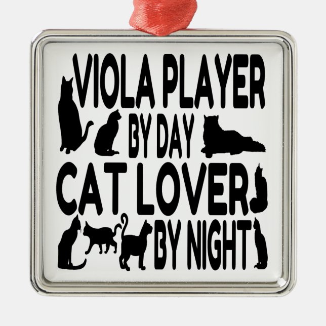 Cat Lover Viola Player Ornament Aus Metall (Vorne)