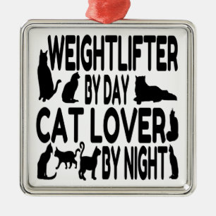 Cat Lover Weightlifter Ornament Aus Metall
