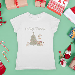 Cat Lover Whimsisches Weihnachtswasser T-Shirt