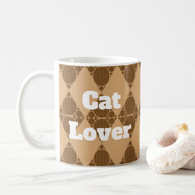 Cat Lover Wildcat Muster Geometric Diamond Kaffeetasse (Mit Donut)