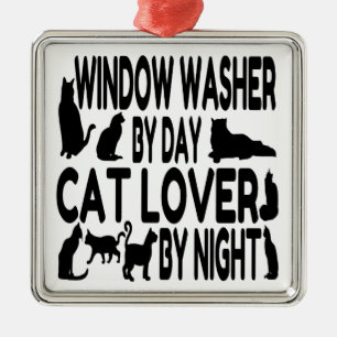Cat Lover Window Washer Silbernes Ornament