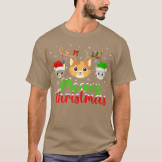 Cat Lover Xmas Lights Rentier Santa Meowy Cat Chr T-Shirt