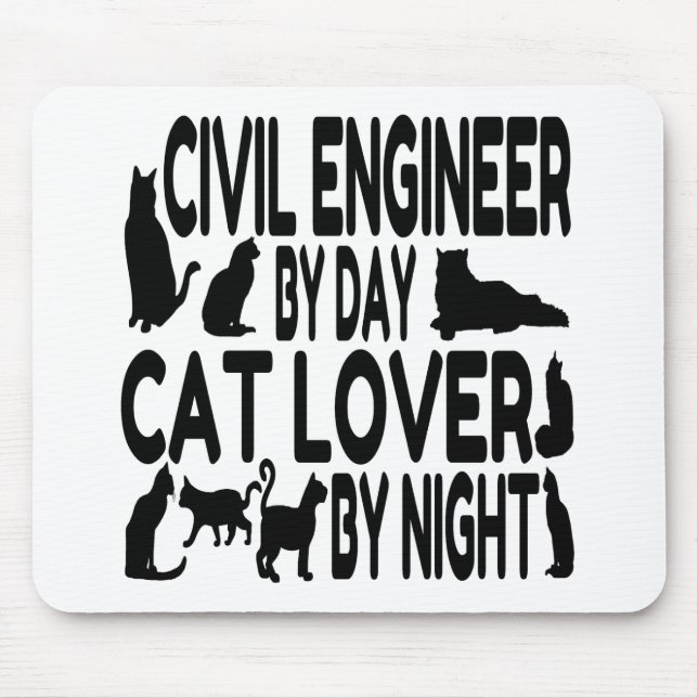 Cat Lover Zivil Engineer Mousepad (Vorne)