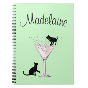 Cat Lovers Bubbles Modern Minze Green Personal Notizblock