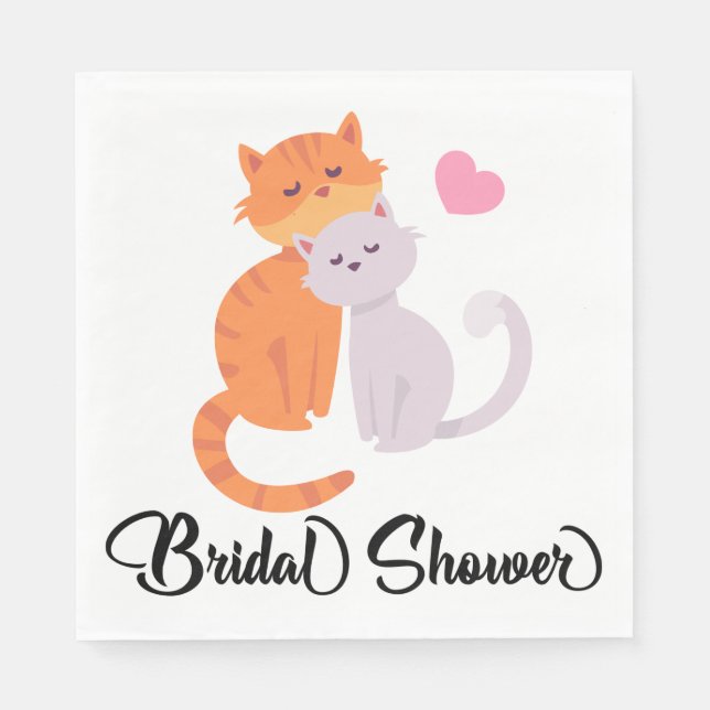 Cat Lovers Couple Wedding Brautparty Orange Serviette (Vorderseite)