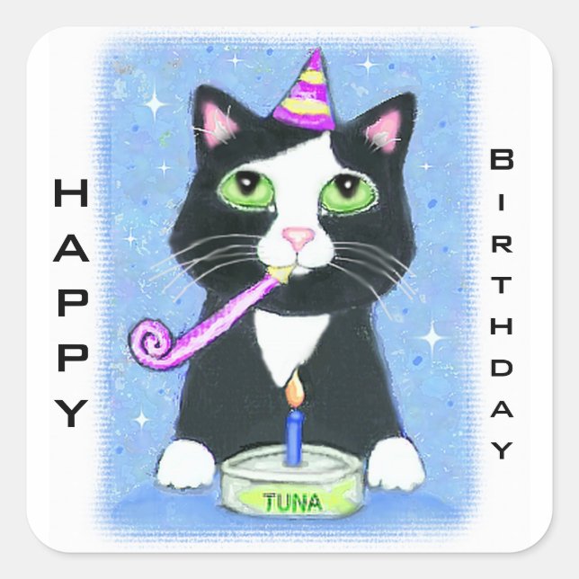 Cat Lover's Custom Happy Birthday Stickers (Vorderseite)