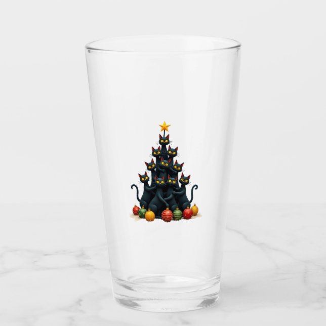Cat Lovers Cute and Funny Holiday Tree Christmas 2 Glas (Vorderseite)