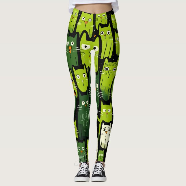 Cat Lover's Delight - Niedliche und lustige Doodle Leggings (Vorderseite)