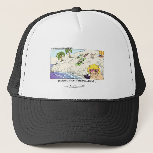 Cat Lovers Funny Cap "Cats from CATalina Island" Truckerkappe (Vorderseite)