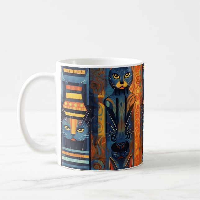 Cat Lovers Geometric Gothic Art Kaffeetasse (Links)