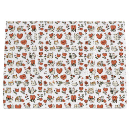 Cat Lover's Geschenktasche: Kätzchen & Herzen Große Geschenktüte