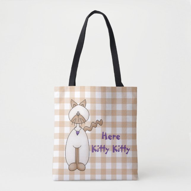 Cat Lovers Gingham Tote Bag (Vorderseite)