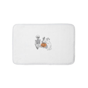Cat Lovers Halloween Funny Skelett und Cat Lazy C Badematte