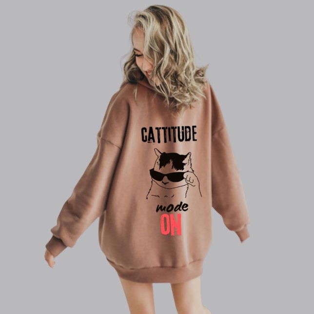 Cat Lovers Hoodie - "Cattitude Move On" (Von Creator hochgeladen)