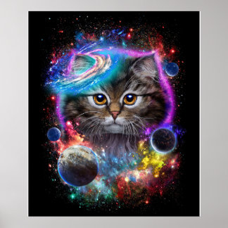 Cat Lovers | Katze im Galaxy-Weltraumkosmos Poster