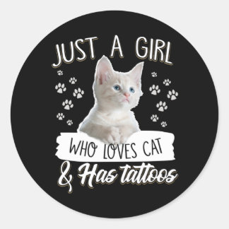 Cat Lovers | Liebe Girl Lieben Kat & hat Tattoos Runder Aufkleber