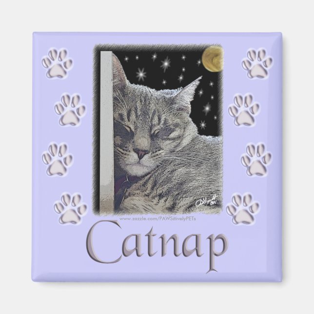 Cat Lover's Lila Pfoten "Catnap" Magnet (Vorne)