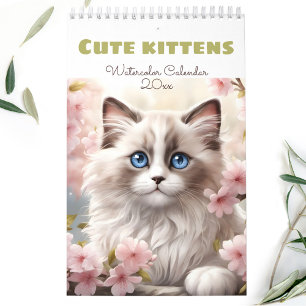 Cat Lovers Niedlich Kittens Wasserfarbe Saison Kalender
