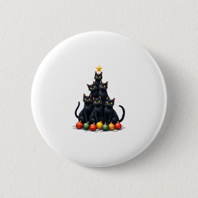 Cat Lovers Niedlich und Funny Holiday Tree Christm Button (Vorderseite)