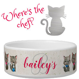 Cat Lovers Niedliche Kätzchen Monogrammname Napf