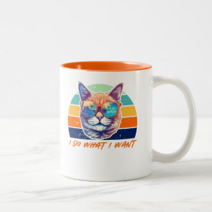 Cat Lovers Retro Vintag tue ich, was ich Funny gew Zweifarbige Tasse