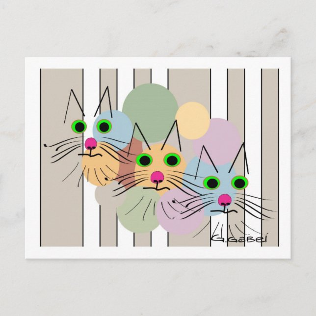 Cat Lovers "Three Amigos" Cat Art Postkarte (Vorderseite)